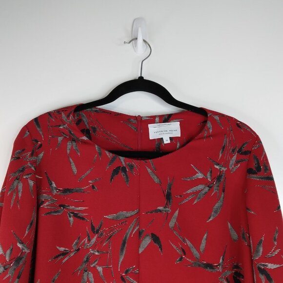 Veronika Maine Bell Sleeve Round Neck Red Top Size 14 - Picture 2 of 9